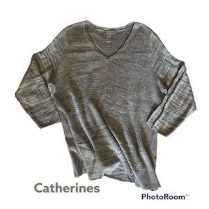 🎉HP🎉 Catherines SZ 1X Woman’s Beautiful Light Sky Blue/White Ribbed Top